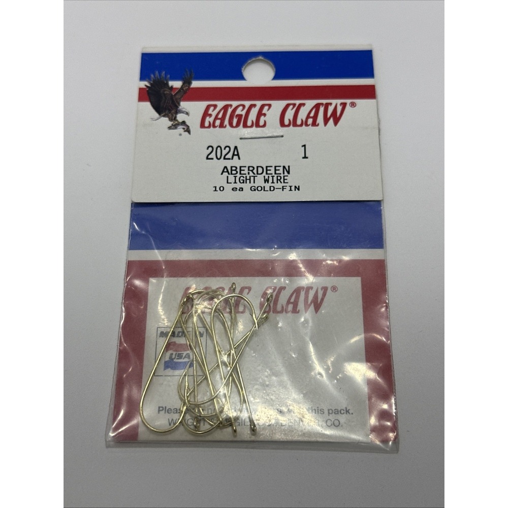 Eagle Claw 202A Aberdeen Light Wire Gold Finish Hooks Wright McGill Made In USA